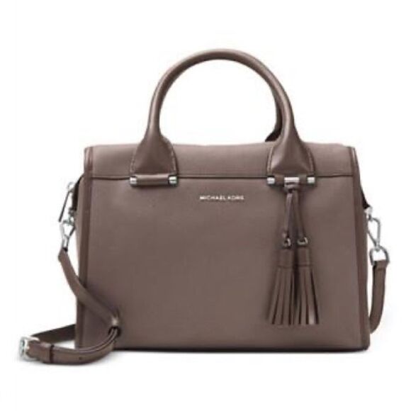 Michael Kors Geneva Satchel/Crossbody, Cinder Taupe,Leather EUC - Picture 1 of 10